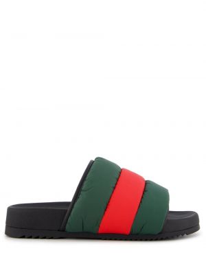 Stribet sandaler Gucci grøn