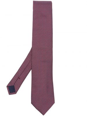 Копринена вратовръзка с принт Corneliani червено