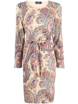 Šaty s potlačou s paisley vzorom Etro béžová