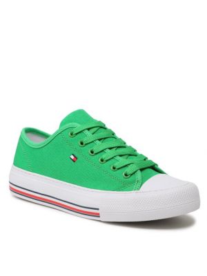 Sneakerși cu șireturi din dantelă Tommy Hilfiger verde