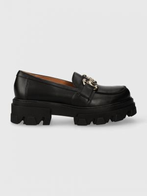 Pantofi loafer din piele cu platformă Charles Footwear negru