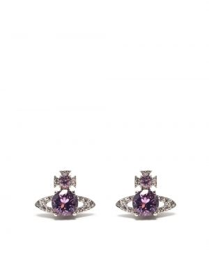 Srebrne kolczyki z kryształem Vivienne Westwood - różowy