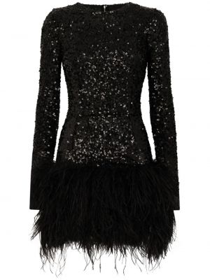 Koktejlkové šaty s perím Dolce & Gabbana čierna