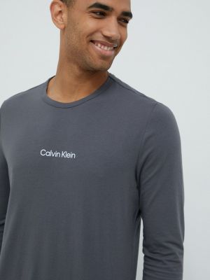 Пижама с принт с дълъг ръкав Calvin Klein Underwear сиво