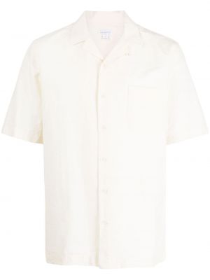 Bombažna lanena srajca Sunspel bela