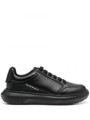 Δερμάτινα sneakers με σχέδιο Emporio Armani μαύρο