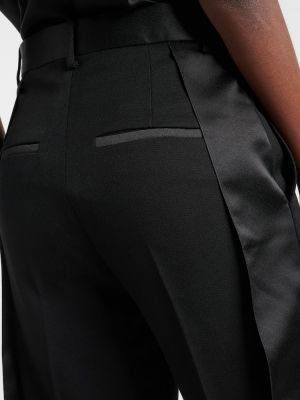 Volnene ravne hlače z visokim pasom Victoria Beckham črna