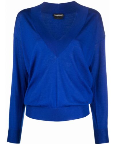Jersey con escote v de tela jersey Tom Ford azul