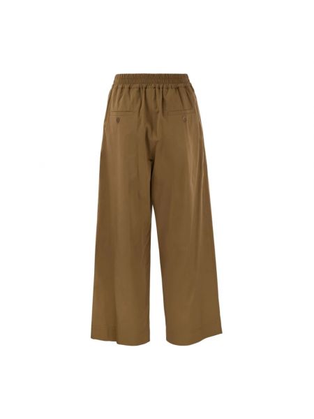 Szerokie spodnie bawełniane Max Mara Weekend brązowe