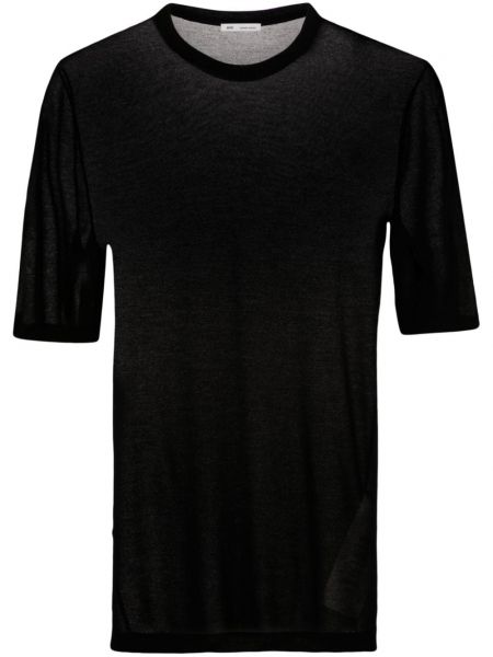 Průsvitné tričko z lyocellu Ami Paris černé