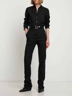 Βαμβακερό πουκάμισο με στενή εφαρμογή Ann Demeulemeester μαύρο