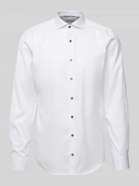 Koszula slim fit w jednolitym kolorze Eterna Slim Fit biała
