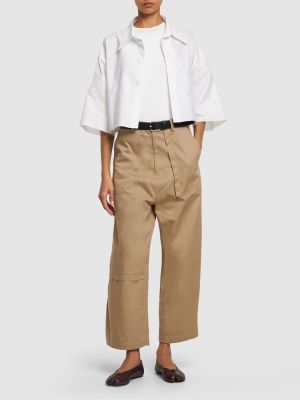 Pantalon droit en coton Yohji Yamamoto beige
