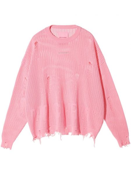 Düz renk yırtık sweatshirt Monochrome pembe