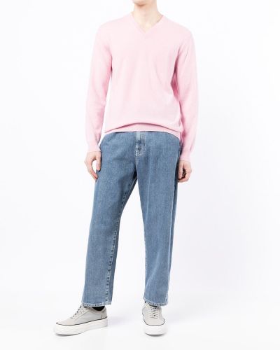 Kašmira džemperis ar v veida izgriezumu N.peal rozā