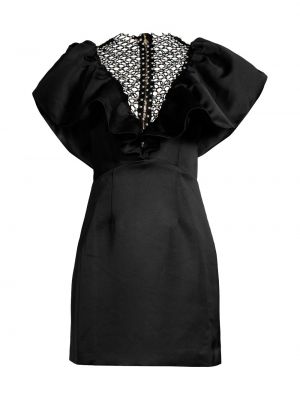 Атласное платье мини с сеткой Elliatt черное