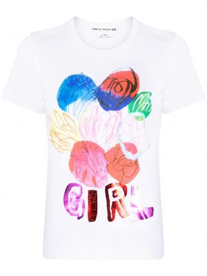 T-shirt z nadrukiem Comme Des Garcons Girl - Biały