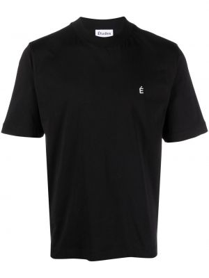 Bavlnené tričko s výšivkou Etudes čierna