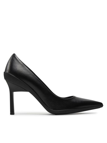 Chaussures de ville en cuir à talons à talon aiguille Calvin Klein noir