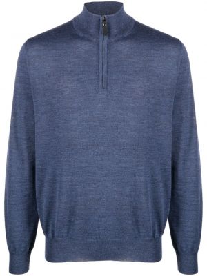 Džemper s patentnim zatvaračem od merino vune Canali plava