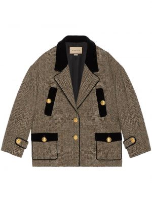Βελούδινο κοντό παλτό με μοτίβο ψαροκόκαλο Gucci