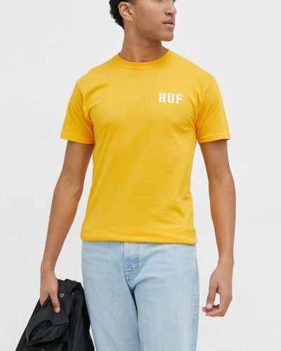 Памучна тениска с дълъг ръкав с принт Huf оранжево