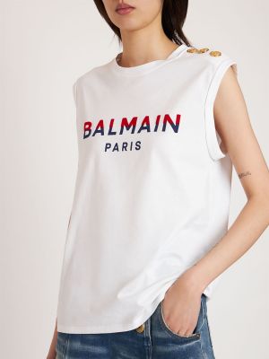 Памучна риза от джърси Balmain бяло