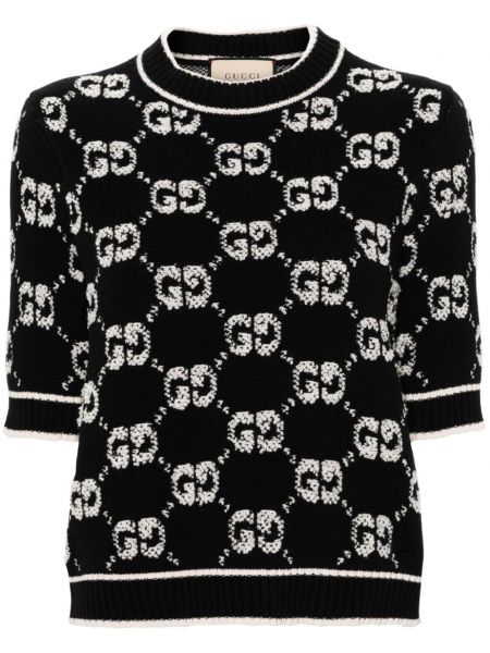 Jacquard trøje kort sweater Gucci sort