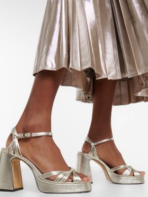 Sandali di pelle con platform Souliers Martinez argento