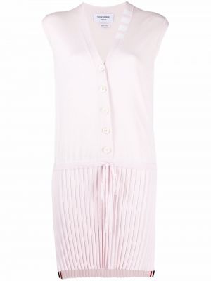 Платье без рукавов с нашивками Thom Browne, розовое