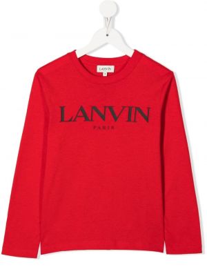 T-shirt con stampa a maniche lunghe Lanvin Enfant rosso