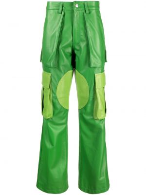 Pantaloni cargo din piele Nahmias verde