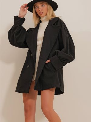Палто с буфан ръкави Trend Alaçatı Stili черно