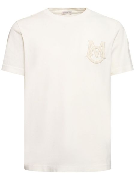 T-shirt i bomull i jersey Moncler vit