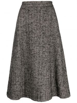 Midi sukně s výšivkou se vzorem rybí kosti Société Anonyme