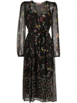 V-hals trykt floral dress Twinset svart