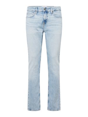 Pantaloni cu fermoar din bumbac cu curea Calvin Klein - albastru