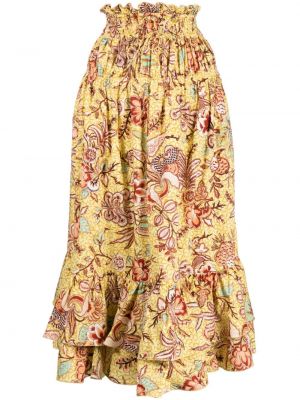 Midi φούστα με σχέδιο Ulla Johnson κίτρινο