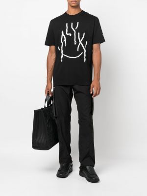 Abstraktas kokvilnas t-krekls ar apdruku 1017 Alyx 9sm melns