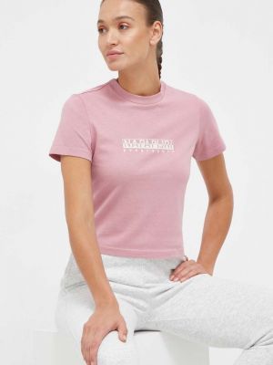 Pamučna majica Napapijri ružičasta