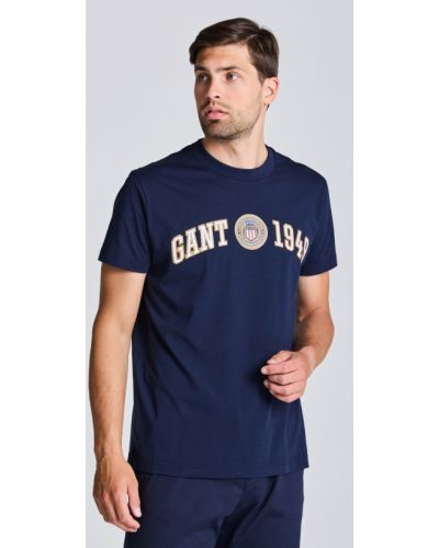 Szabadidős rövid ujjú pamut póló Gant - kék