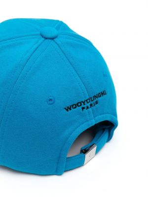 Haftowana czapka z daszkiem bawełniana Wooyoungmi niebieska