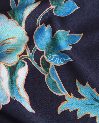 Tricou din bumbac cu model floral cu imagine Etro albastru
