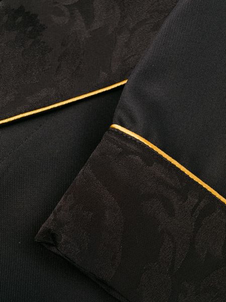 Jedwabny szlafrok żakardowy Versace czarny