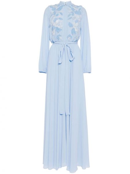 Květinové večerní šaty Saiid Kobeisy modré