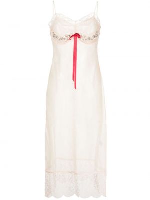 Коктейлна рокля с панделка от тюл Simone Rocha розово