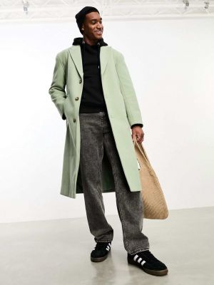 Шерстяное пальто Asos зеленое