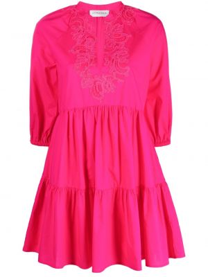 Памучна рокля на цветя Ermanno Firenze розово