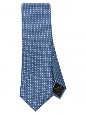 Raštuotas šilkinis kaklaraištis Brioni mėlyna