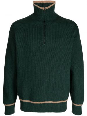 Vlnený sveter na zips s dlhými rukávmi Pringle Of Scotland - zelená
